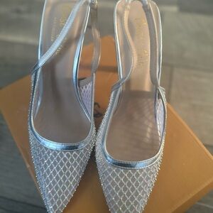 Elegant Silver Women's Slingback Heels